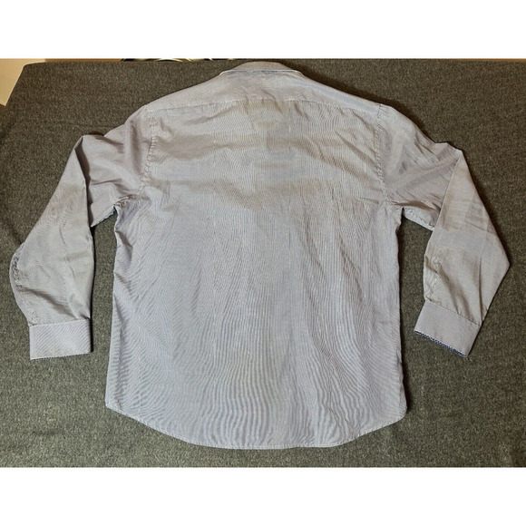 Society Of Threads Mens Size Large Blue Pinstripe 16-16.5 Long Sleeve Button Up - Picture 2 of 7